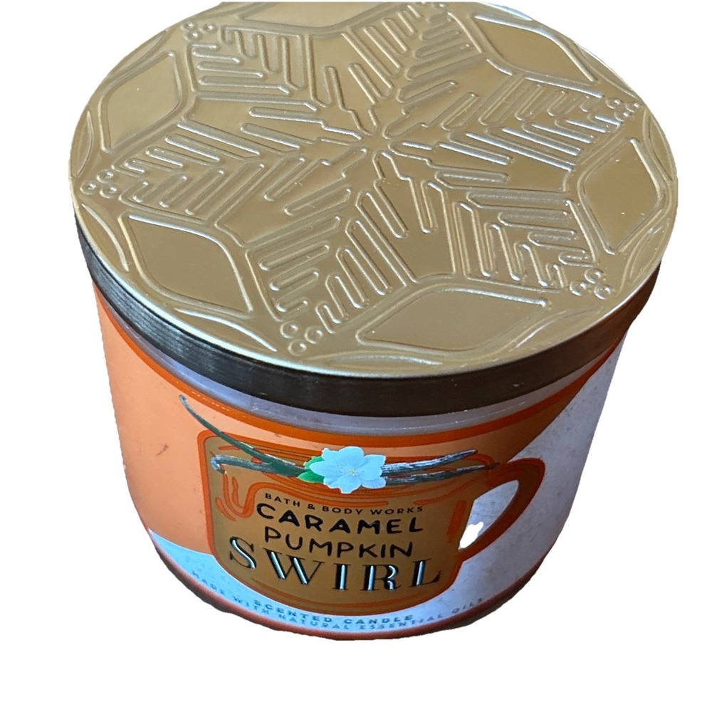 Bath & Body Works Caramel Pumpkin Swirl 3-Wick Candle 14.5 oz NEW - Picture 3 of 5